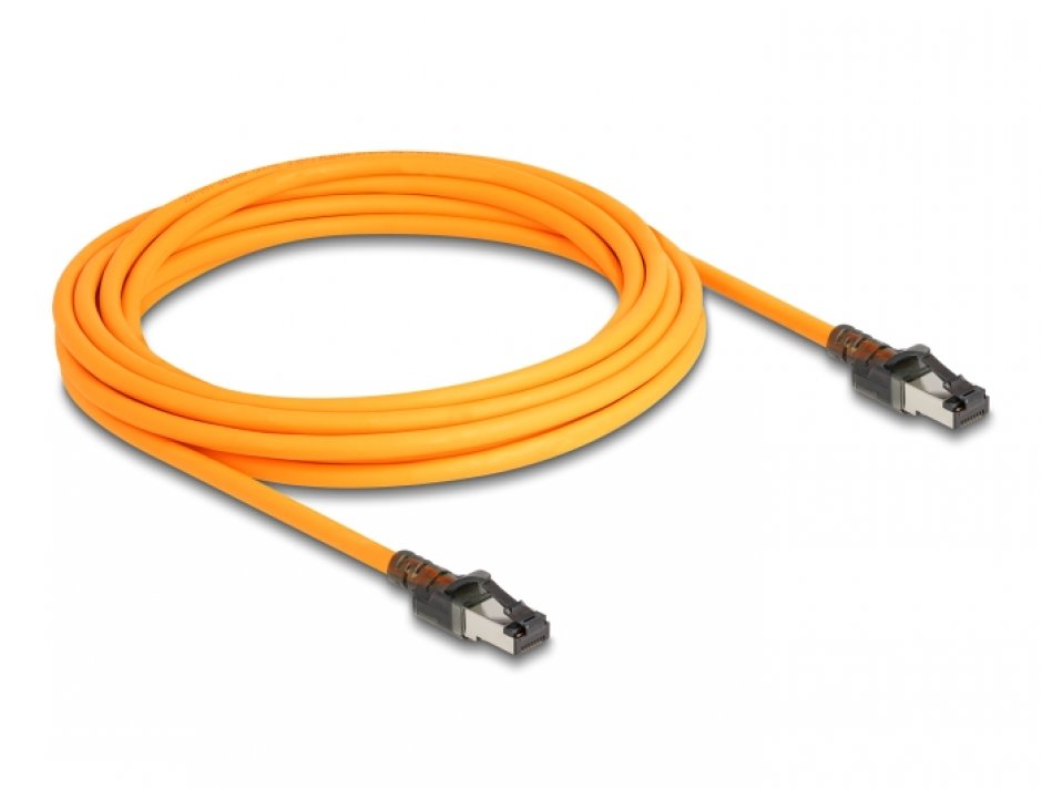 Imagine Cablu de retea RJ45 Cat.6A S/FTP T-T cu port finder Self Tracing USB-C 5m Orange, Delock 80413
